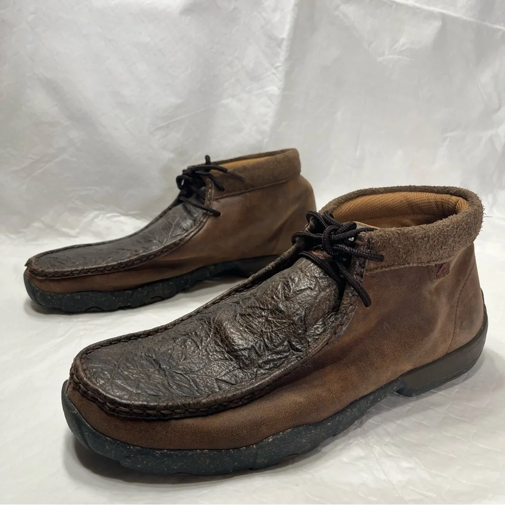 Twisted X Chocolate Chukka Driving Moc Mens Size 10D Brown Leather Shoes MDM0090